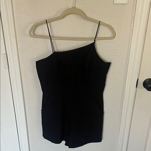 She + Sky Black Asymmetrical Bodysuit